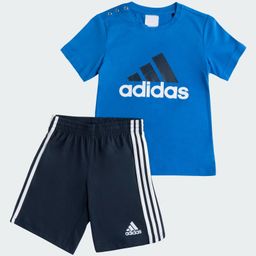 Adidas Kids 100% Cotton Knit Half Sleeves T-Shirt & Shorts Set with Logo Print - Blue-image-91