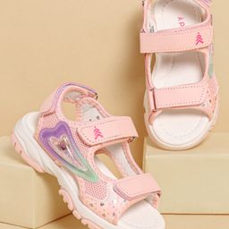 Pine Kids Sandals with Velcro Closure & Hearts Print - Pink-picture-14