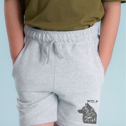 NUSYL Cotton Blend Wolf Printed Shorts - Grey-image-94