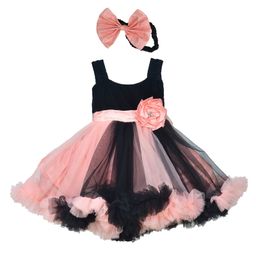 Tilism Net Woven Sleeveless Floral Applique Detailed Dress With Headband - Peach & Black-image-45