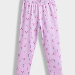 Orange Sugar Cotton Lycra Knit Tulips Printed Stretchable Leggings - Lavender-picture-46