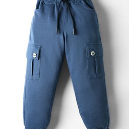 Olio Kids Cotton Knit Full Length Lounge Pant With Text Print - Navy Blue-image-8