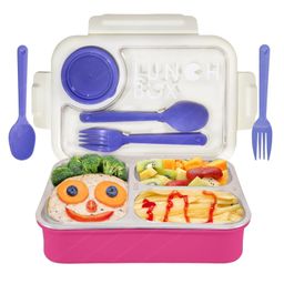 FunBlast Insulated Bento Lunch Box with Spoon, Fork & 1 Small Bowl - Pink-image-45