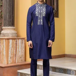 PATR Men Embroidered Angrakha Kurta with Trousers-image-26