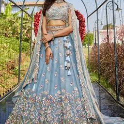 panchhi Embroidered Sequinned Semi-Stitched Lehenga & Unstitched Blouse With Dupatta-picture-31