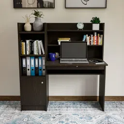 Phoenix Computer Office Table with BookShelf, Multiple Storage Compartments Engineered Wood Multipurpose Table-12