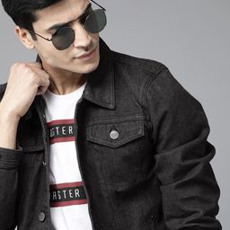Roadster Men Charcoal Grey Pure Cotton Solid Denim Jacket-picture-27
