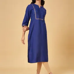 YU by Pantaloons Blue Printed Straight Kurta-image-63
