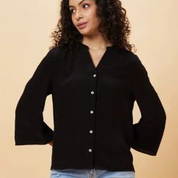 Globus Black Viscose Regular Fit Shirt-image-54