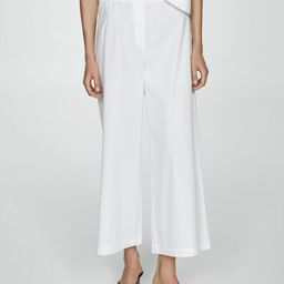 MANGO Women Wide Leg Pure Cotton Cropped Trousers-image-36