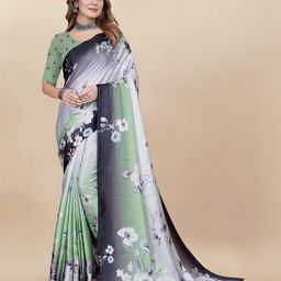 Anouk Floral Printed Satin Saree-54