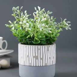 Tayhaa Grey & White Ceramic Indoor Planter-image-48