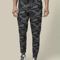 People by Pantaloons Grey Cotton Regular Fit Camouflage Joggers-image-26
