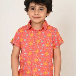 Lil Drama Kids Coral Printed Shirt-image-41