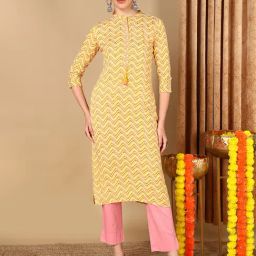 Vaamsi Yellow Cotton Printed Straight Kurta-picture-23