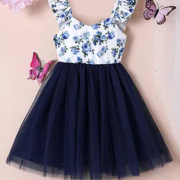 INCLUD Floral Print Flutter Sleeve Fit & Flare Dress-2
