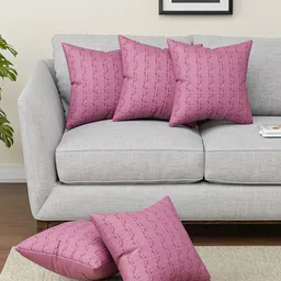 RUBOXA Pink Set of 5 Striped Square Cushion Covers-image-21