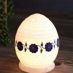 Aapno Rajasthan White & Blue Marble Tealight Holder-image-11