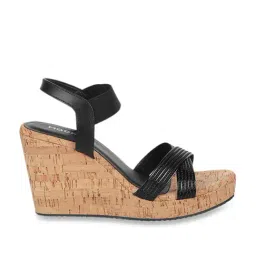 Mochi Women's Black Ankle Strap Wedges-image-68
