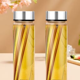 BOROSIL Artisan Series Prism Transparent 2 Pieces Glasses Printed Water Bottles 550 ml-13