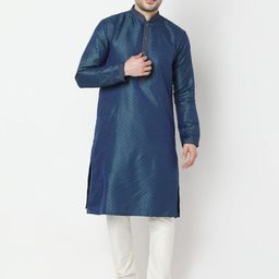 Ethnicity Floral Woven Design Thread Work Jacquard Weave Straight Kurta with Churidar-image-26