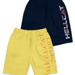 HELLCAT Kids Yellow & Navy Printed Shorts (Pack Of 2)-image-83