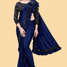 LADY SHOPI Sequinned Ready to Wear Ruffle Saree-image-76