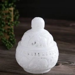 Aapno Rajasthan White Marble Handcrafted Tealight Holder-image-49
