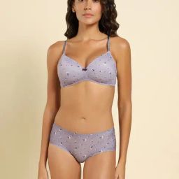 Van Heusen Purple Floral Print T-Shirt Bra-picture-13