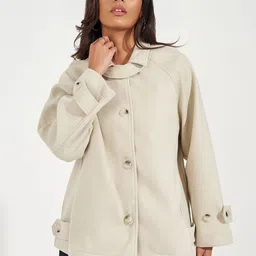 Styli Spread Collar Oversize Fit Longline Tailored Shirt Style Jacket-picture-8