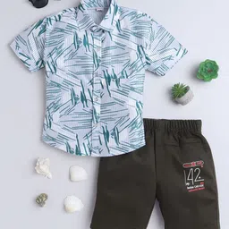 FOURFOLDS Boys Printed Short Sleeves Shirt With Shorts-image-94