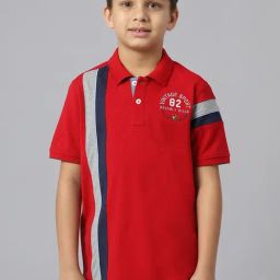 Beverly Hills Polo Club Kids Red Color Block Polo T-Shirt-picture-41