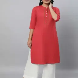 Aurelia Red Cotton Woven Pattern Straight Kurta-image-81