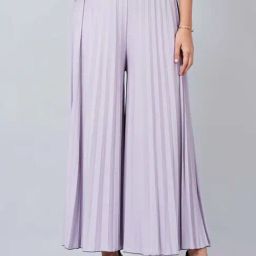First Resort By Ramola Bachchan Lilac Wide Leg Pleated Palazzo-image-99