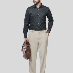 JONESBURG Men Classic Slim Fit Printed Spread Collar Cotton Shirt-image-96