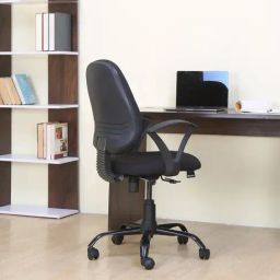 Nilkamal Remus Black Fabric Mid Back Office Chair with Arm & Swivel-image-3