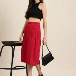 Qurvii Red Midi Skirt image 4