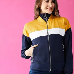 DressBerry Women Colourblocked Sporty Jacket with Patchwork-image-69