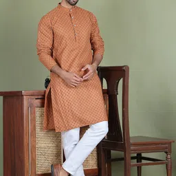 Jompers Men Geometric Embroidered Chikankari Kurta-image-97