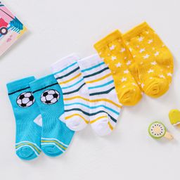 Cutewalk By Babyhug Anti Bacterial Ankle Length Socks Stripes Design Pack Of 3- Multicolor-image-104