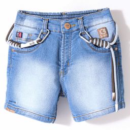 Little Kangaroos 100% Cotton Washed Denim Shorts - Light Blue-picture-9