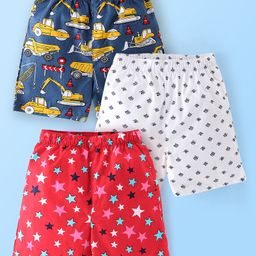 Babyhug Cotton Woven Boxers Stars & Crane Print Pack Of 3- Red White & Blue-image-19