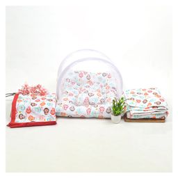 Moms Home Baby Unisex Organic Cotton Mosquito Net AC Quilt & Muslin Dohar Combo  - Pack of 3-17