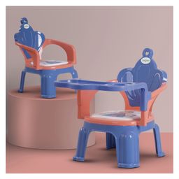 Baybee Emperia Plastic Baby Chair Study Table Chair with Cushion Seat - Blue-21