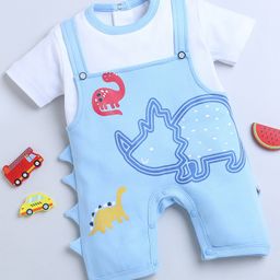 BUMZEE Half Sleeves Animals Printed Romper - Sky Blue-image-33