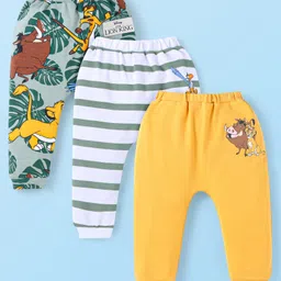 Babyhug Disney Interlock Knit Full Length Diaper Leggings With The Lion King Graphics Pack of 3 - Grey White & Yellow-picture-43