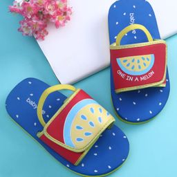 Babyoye Melon Printed Flip Flops with Back Strap -Blue & Red-image-75