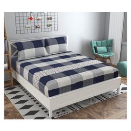 RRC Super Soft Brushed Microfiber Cotton King Size Bedsheet With 2 Pillow Cover - Blue-picture-47