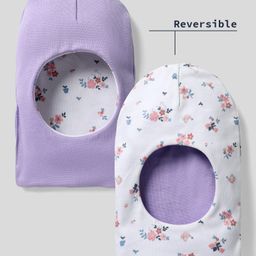 Ben Benny Interlock Knit Reversible Monkey Cap with Floral Print Lilac - Diameter 14 cm-picture-6