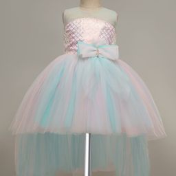 Bluebell Net Woven Sleeveless Party Dress With Bow Applique & Sequin Detailing - Light Blue-picture-15